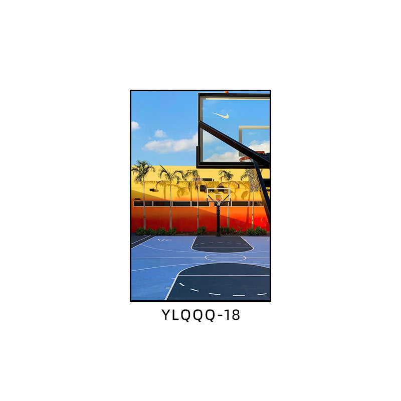 Basketball decorative painting boys bedroom theme room layout hanging painting youth sports field stadium gymnasium mural