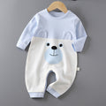 Baby long sleeves bag butt pure cotton breathable male and female baby spring & fall summer jumpsuit small monthly long climbing hoodie