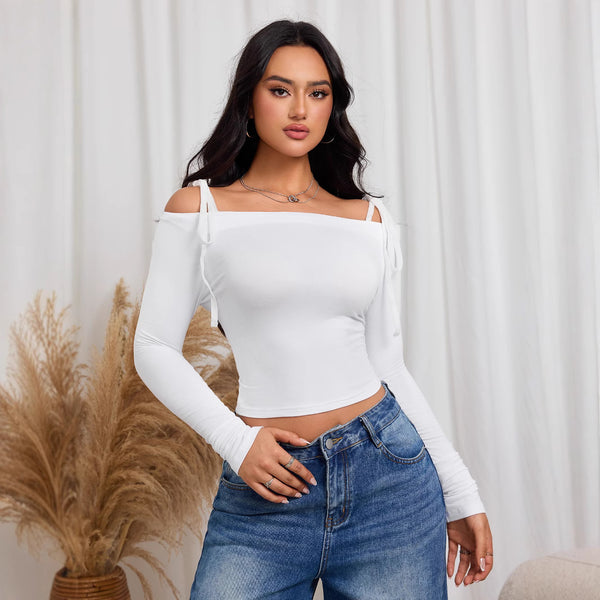 women's clothing simple basic T-shirt 2024 autumn and winter new fashion age-reducing versatile short top