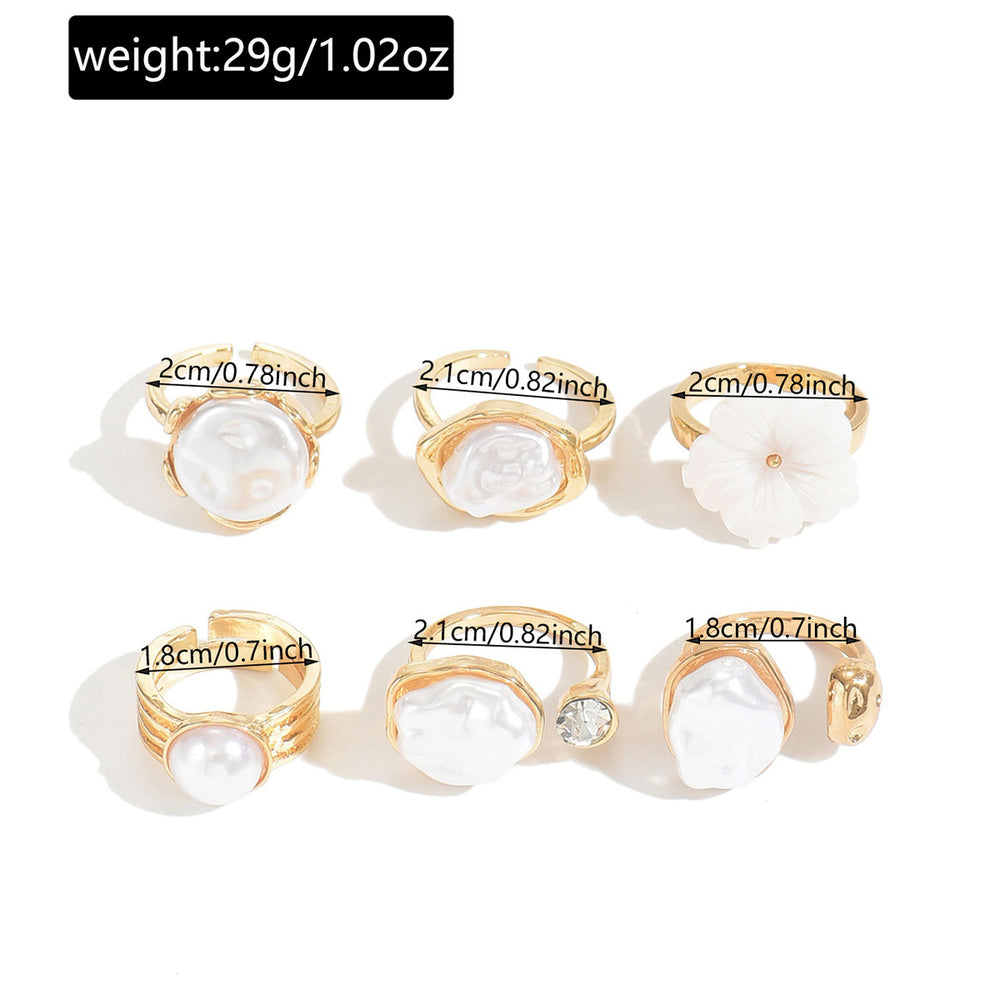 Wholesale vintage french faux pearl ring set - unique, high-end, irregular floral design, trendy & chic jewelry for women