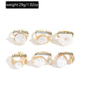 Wholesale vintage french faux pearl ring set - unique, high-end, irregular floral design, trendy & chic jewelry for women