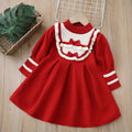 fall/winter new girls' knit dress - children's sweater dress with bow detail, sweet princess style