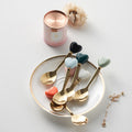 Luxury ceramic spoon stainless steel coffee spoon afternoon tea cake dessert spoon cross-border high-value small fork soup spoon