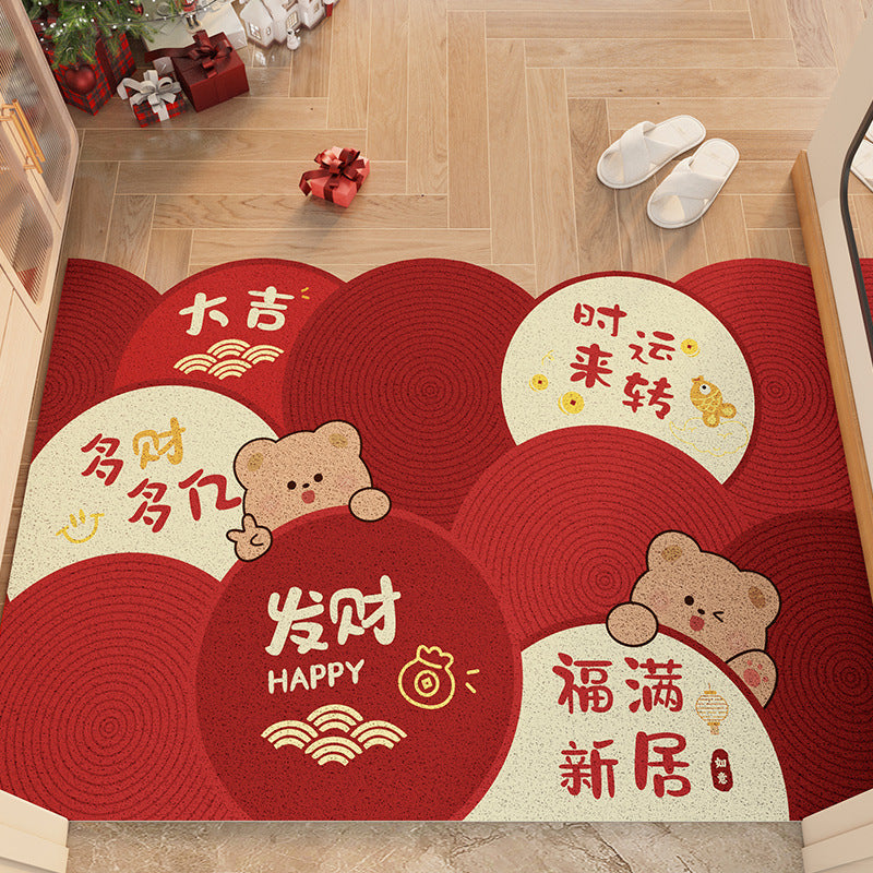 Door mats Door mats Door mats Entrance entrance Red silk ring foot mats 2025 New Year's festive dust removal housewarming carpet