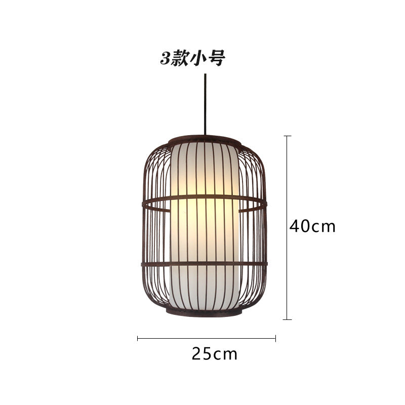 Bamboo woven bamboo art chandelier creative antique Japanese personality retro Zen tea house hotel restaurant box bed and breakfast chandelier