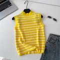 Pure desire work clothing style stripes half turtle neck knitting vest women's summer slimming look sleeveless outwear suspender tops