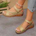 Southeast asia export new arrival wedge thick bottom sandals women's cross-border large size one-piece strap fish mouth velcro beach sandals