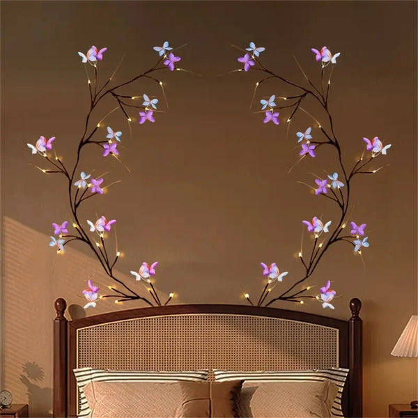 LED tree vine lamp room wall decoration lamp ins atmosphere butterfly branch lamp climbing wall artificial plant vine lamp