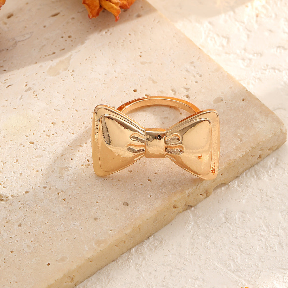 Wholesale bowknot rings: european and american cross-border jewelry, designer polished sweet & chic open joint rings for women