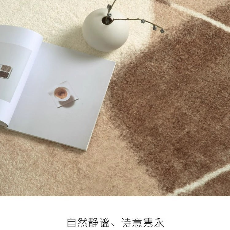 Carpet living room japanese style imitation cashmere coffee table wabi-sabi bedroom ins style brown design thickened coffee table floor mat