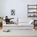 Fabric sofa corduroy cream retro small apartment scandinavianfor home living room double casual removable sofa