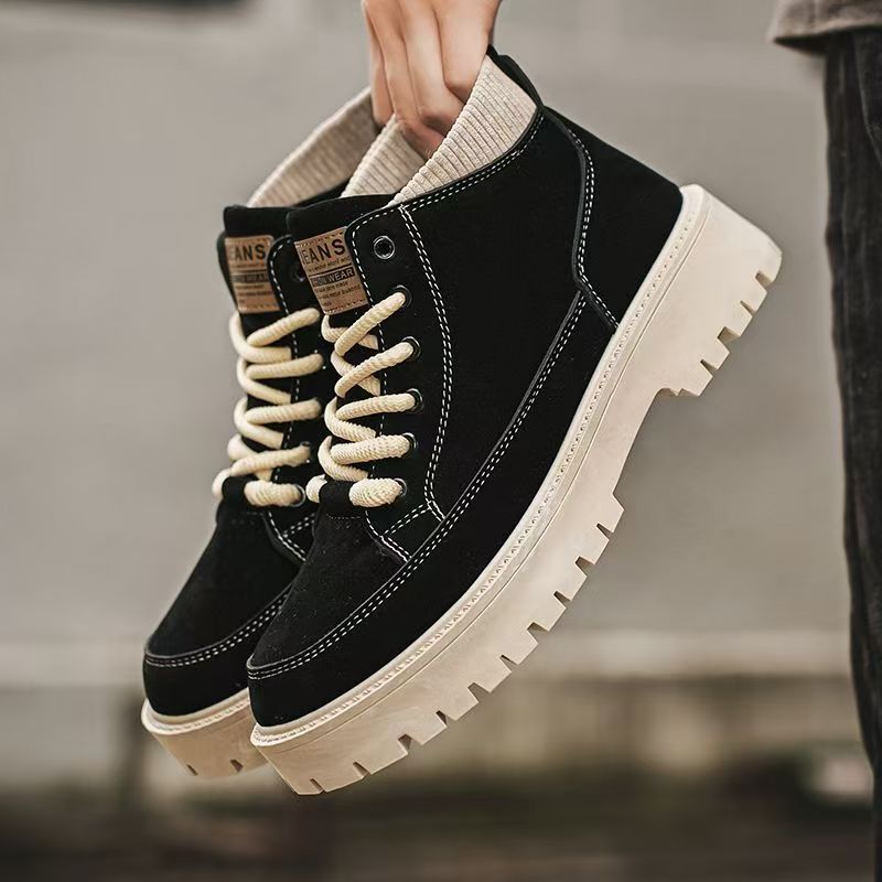 Men's 2025 spring collection: british style high-top outdoor vintage work boots, casual versatile martin boots, trendy footwear