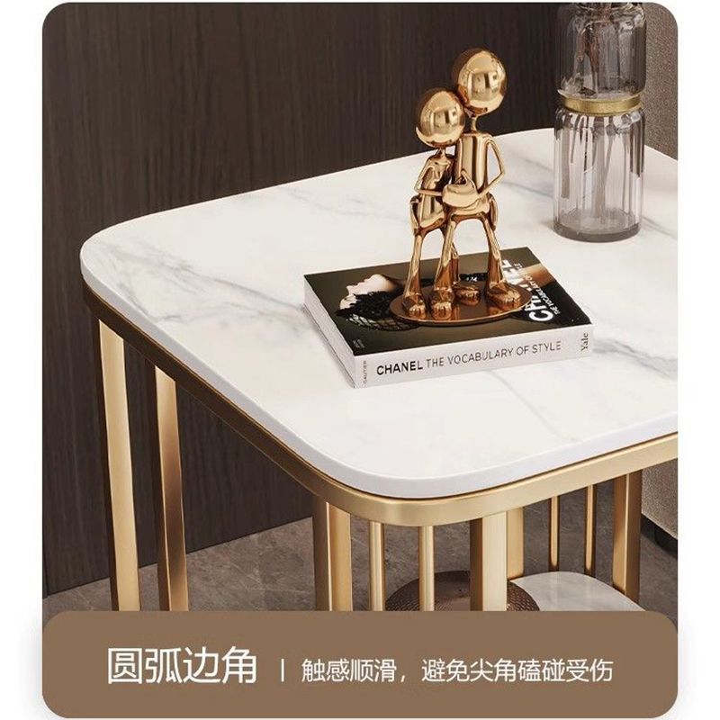 Italian light luxury modern slate side table small coffee table balcony living room for home small apartment casual suspended double-layer tea table