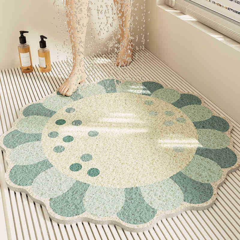 Special-shaped flower bathroom non-slip floor mat cut out wire loop shower room anti-fall foot mat bathroom bathtub drain foot mat