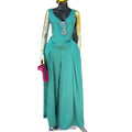 European and american cross-border women's fashion  spring new arrival: elegant solid color v-neck sleeveless top and high-waisted wide-leg pants set