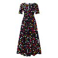 D3266 cross-border women's clothing  new fashion elegant lace-up african large size short-sleeved large swing foreign trade dress