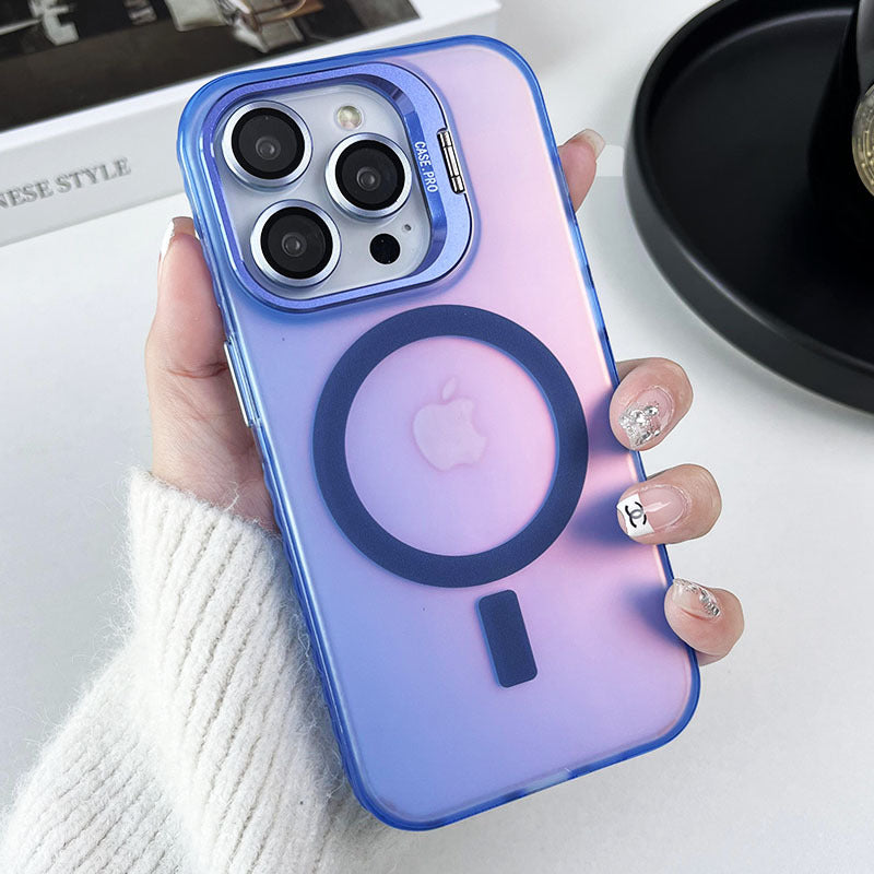 Laser color-changing imd phone case for iphone 16, apple 17 pro, with hardware lens protection and magnetic 15 series compatibility