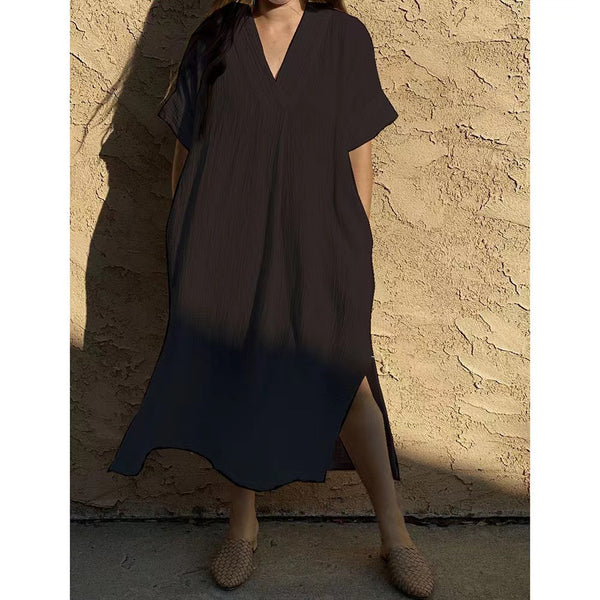 women's wrinkled cotton man cotton solid color loungewear dress blouse sunscreen shirt light sunshade