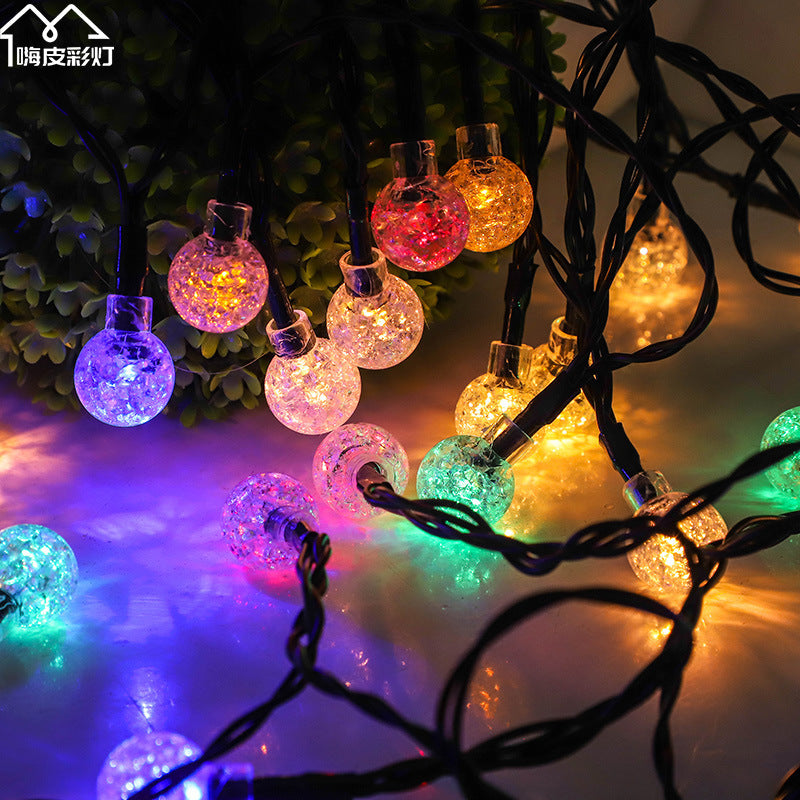 Cross-border led solar light string bubble ball outdoor camping courtyard project lighting Christmas decorative light string