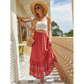 high-waisted rayon printed button-down slit midi skirt - perfect for beach vacations