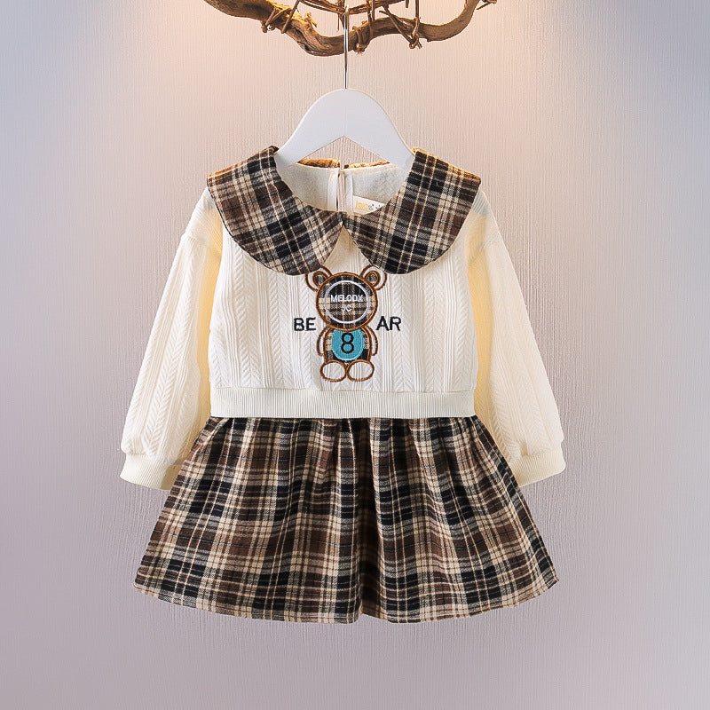 Girls' preppy plaid dress - stylish autumn/winter princess dress for baby girls - korean fashionable autumn outfit