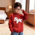 Kidssweaterknitting shirt red horse year animal year clothes fall and winternew arrival festive male girl new year greetings clothes
