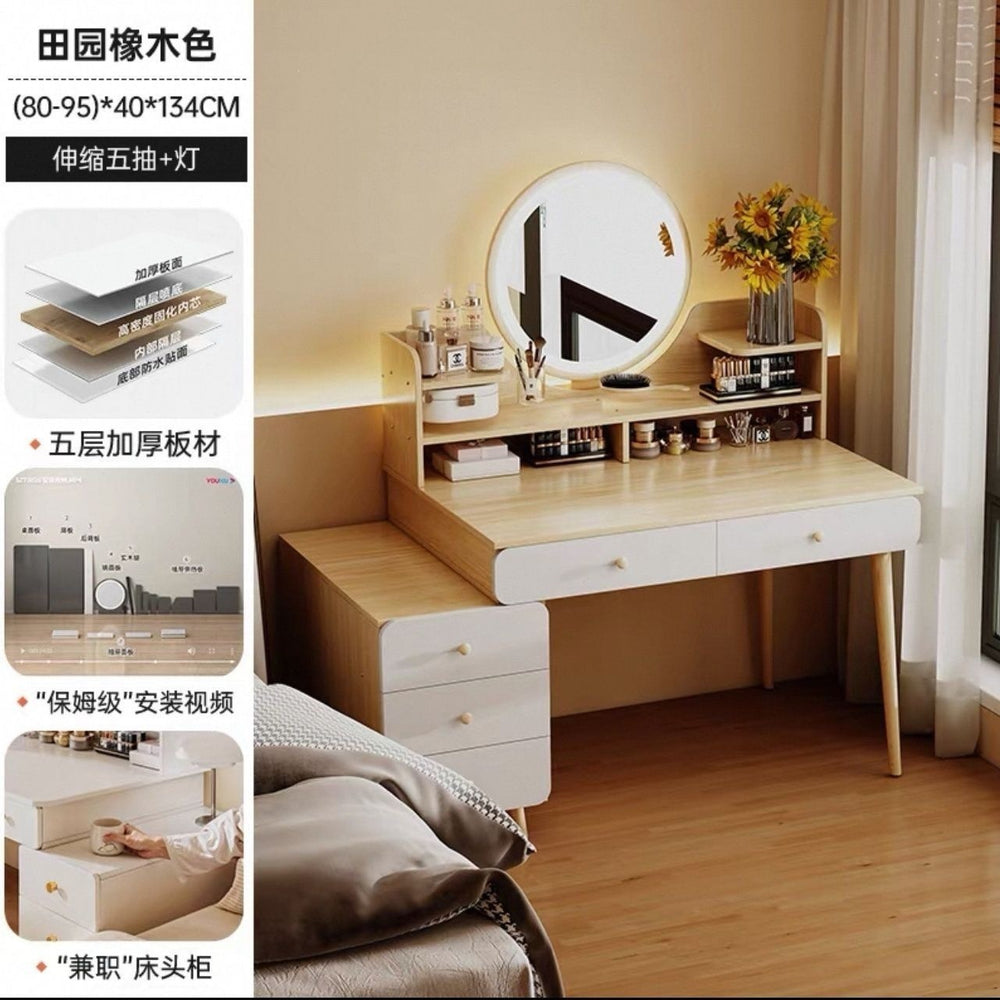 Bedroom dressing table for home chest of drawers all-in-one makeup table small apartment room multifunctional storage retractable dressing table