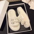 Plus size fur slippers for women 2023new arrivalfashion belt buckle thick solestuffed home outwear cotton slippers wholesale