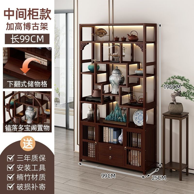 Chinoiserie bogu rack tea set storage rack living room tea display rack duobao pavilion for home tea cabinet purple clay pot display rack