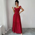 hot selling red polka dot backless dress women's summer new arrival waist slimming beach vacation style long dress
