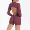 fashioncut out beautiful back half open zipper jumpsuit peach butt sports fitness running jumpsuit women's yoga wear