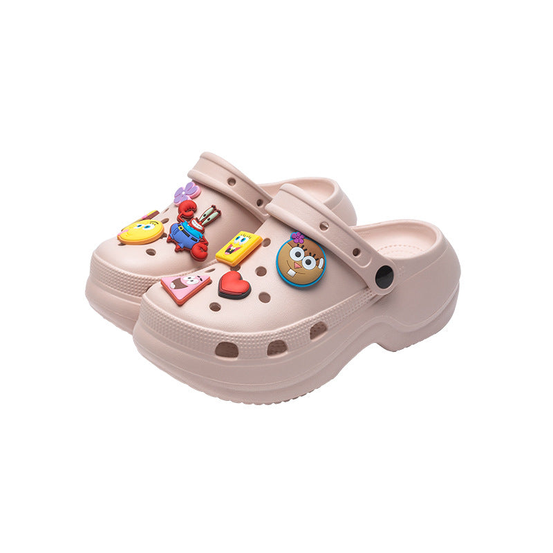 Spongebob squarepants height increasing soft sole closed-toe slippers women's summer non-slip odor-resistant student outdoor clogs women's sandals