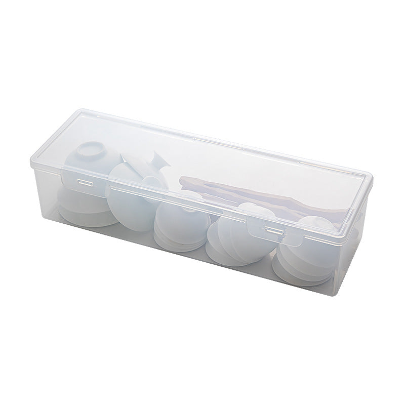 Plastic Kung Fu tea teacup tea set storage box with lid, dustproof and stackable multi-functional transparent desktop storage box