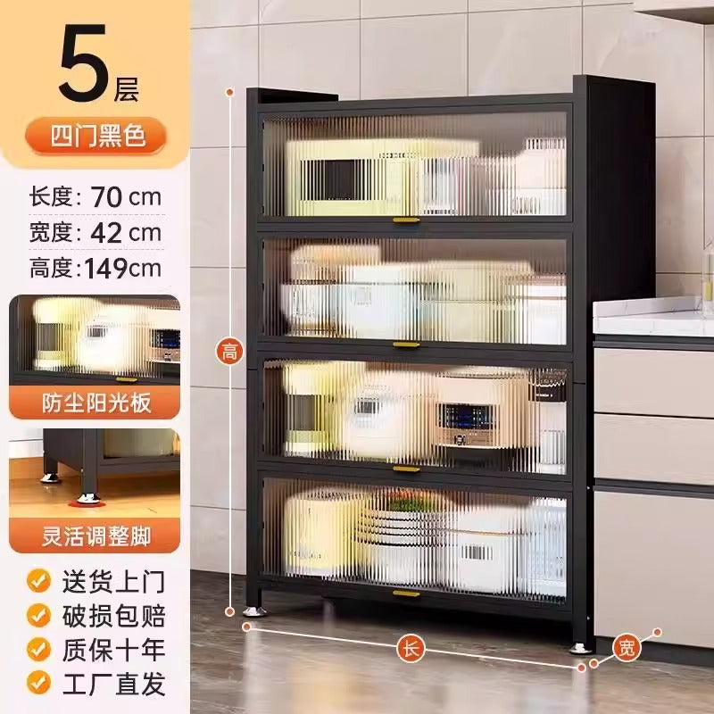 Kitchen floor-standing multi-layer storage rack storage cabinet multi-functional cabinet pot rack cupboard sandwich style sideboard