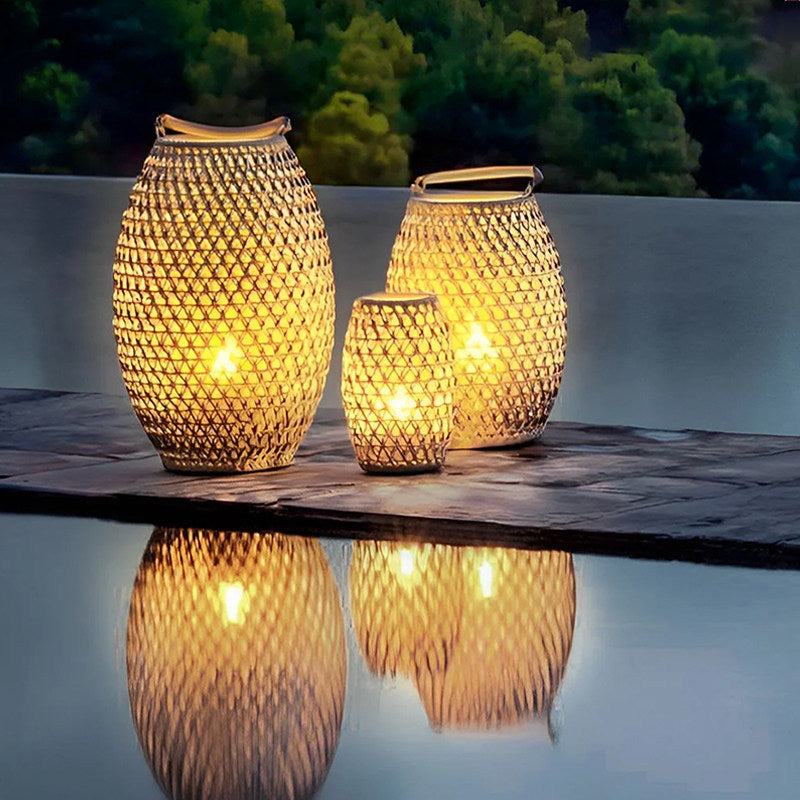 Outdoor waterproof woven floor lamp solar lawn light patio light villa courtyard light garden ambiance portable lamp