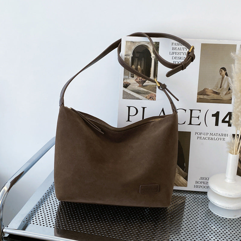 Retro premium matte women's bag high value leopard print commuter oblique span bag casual lazy wind underarm shoulder bag