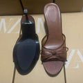 Za2025 summer new bowknot mesh brown peep-toe high heel sandals - everyday wear & outdoor sandals for women