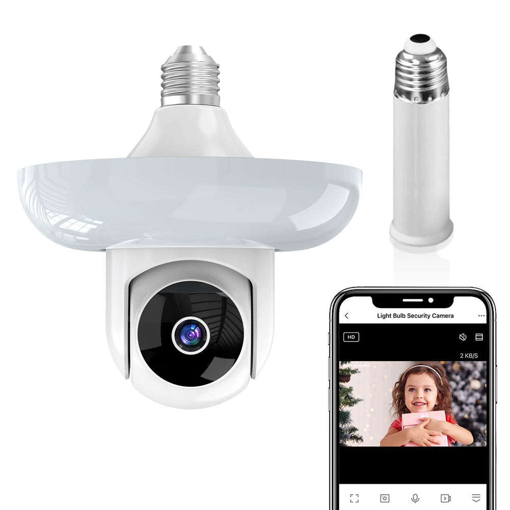 3mp tuya smart bulb camera - home security, full-color 360° wireless surveillance (no stand included)