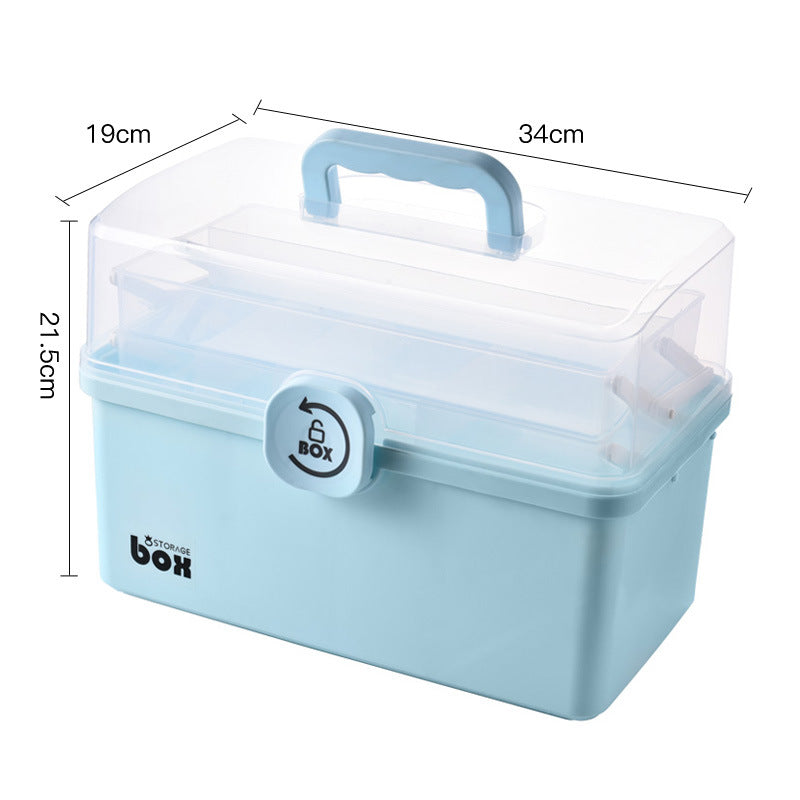 Household large-capacity portable household medicine box medicine large storage box folding plastic transparent portable medicine box