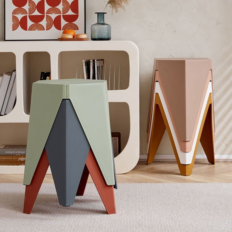For home plastic stool stackable scandinavianpopular round stool thick rubber stool casual modern dining table chair high stool