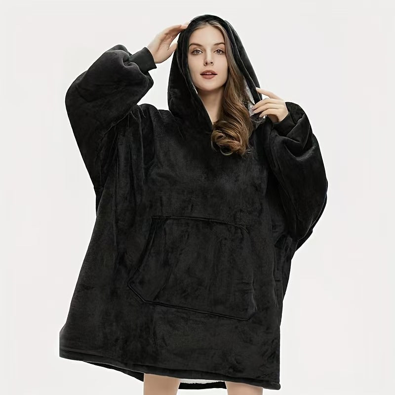 Thickened robe lazy clothes pullover fleece hooded tv blanket outdoor cold weather clothes lazy pajamas wholesale