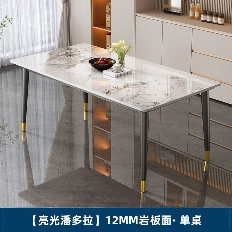 Rock slab dining table and chair combination rectangular for home small apartment medieval style modern casual rental house dining table