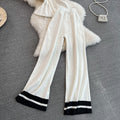 Fashionsuitfemalek-style sleevelesssilmknittingtopstwo-piece setcasualhigh waistslimming lookstraight-legloose pants