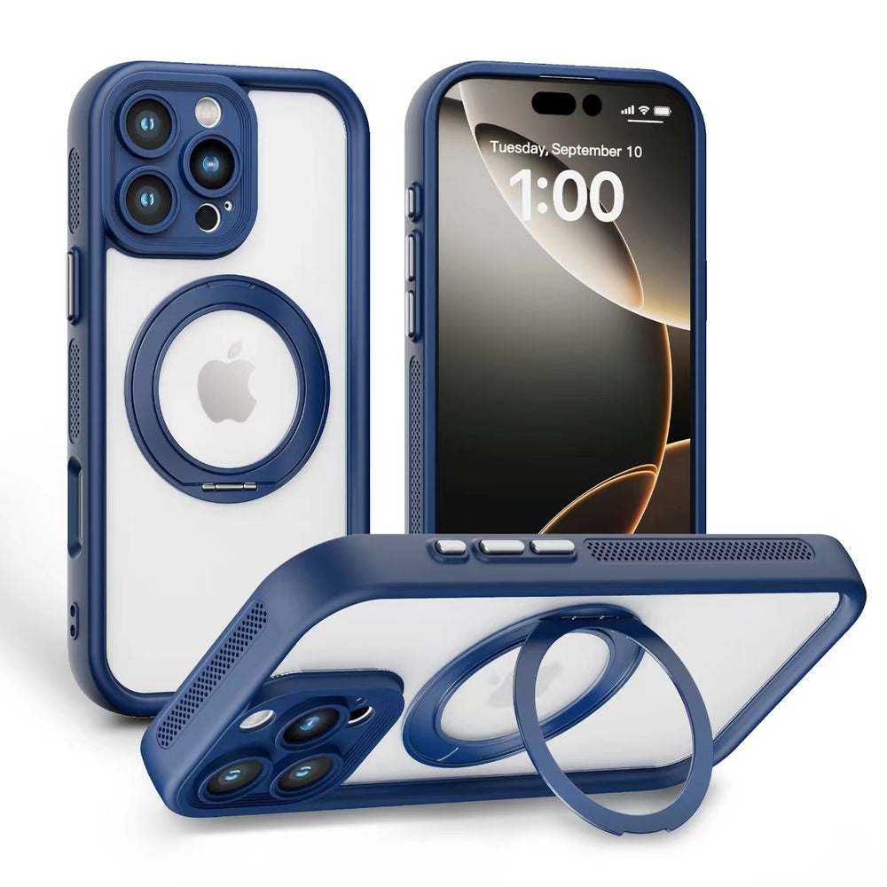 Suitable for iphone16 two-in-one magnetic holder mobile phone case 360 degree apple 15 rotating holder pc fulcrum case