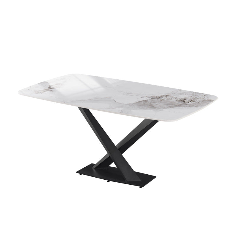 Italian light luxury sintered stone dining table and chairs set - modern minimalist rectangular dining table for small spaces