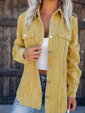 Amazon cross-border new fashion  independent station corduroy lapel washed shirt cardiganloosecasual