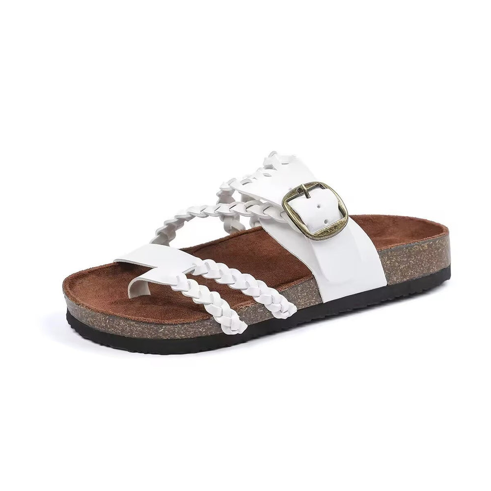 Exportplus sizesoft bottom slippers women's outer wear open toe retro belt new arrival beach slippers toe flip-flops wholesale