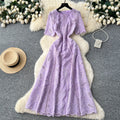 Frenchretrocut outembroiderwaist short sleevedress women's summerslimming lookelegantfashionelegancelong dress