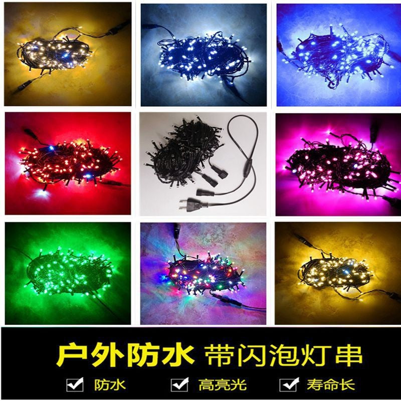 Manufacturer wholesale black line led light string with flash bubble outdoor waterproof male and female plug lighting project Gypsy star lantern string