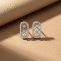 Personalized new copper inlaid zirconium full diamond geometric necklace for women classy sense of light luxury fashion non-fading best selling earring set